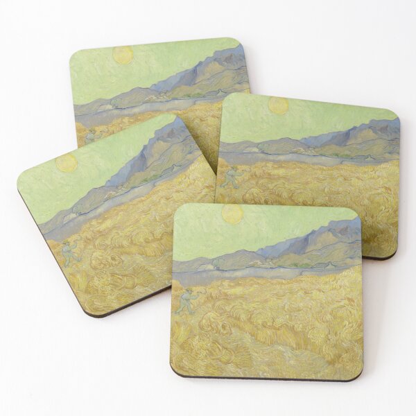 Item preview, Wheatfield With a Reaper by Vincent van Gogh: Post Impressionist Landscape Poster designed and sold by artofuniverse.