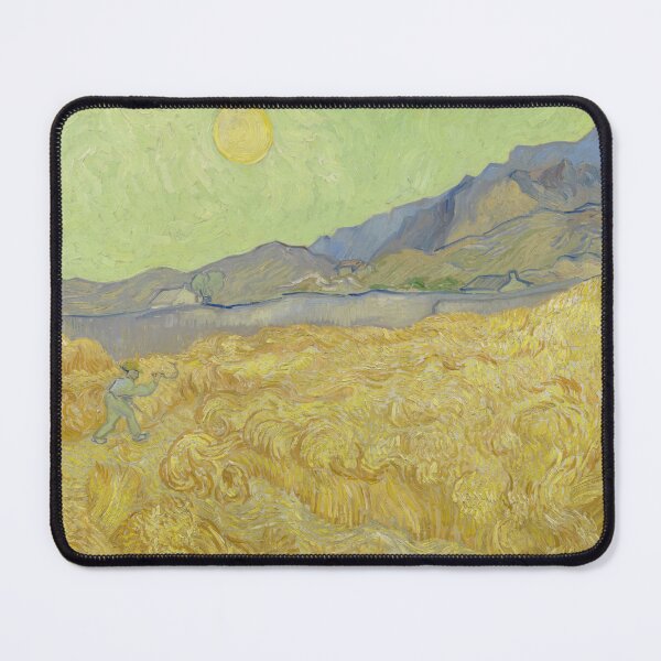 Item preview, Wheatfield With a Reaper by Vincent van Gogh: Post Impressionist Landscape Poster designed and sold by artofuniverse.
