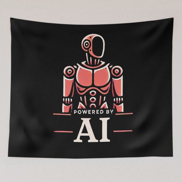 Item preview, Powered by AI Robot Design Futuristic Artificial Intelligence Tech Aesthetic Machine Learning Cyberpunk Graphic designed and sold by TEEJAMBOREE.