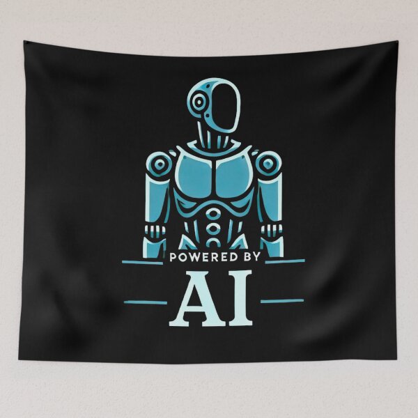 Item preview, Powered by AI Robot Design Futuristic Artificial Intelligence Tech Aesthetic Machine Learning Cyberpunk Graphic designed and sold by TEEJAMBOREE.