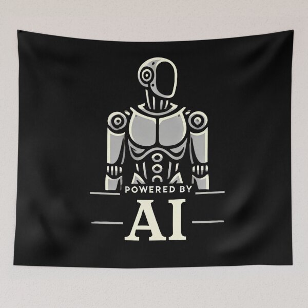 Item preview, Powered by AI Robot Design Futuristic Artificial Intelligence Tech Aesthetic Machine Learning Cyberpunk Graphic designed and sold by TEEJAMBOREE.