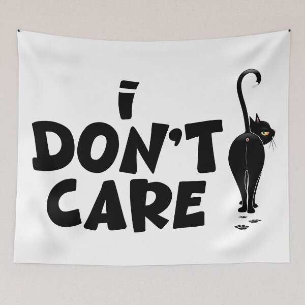 Item preview, "I DON'T CARE" Black Cat Meme Walking away designed and sold by BluedarkArt.
