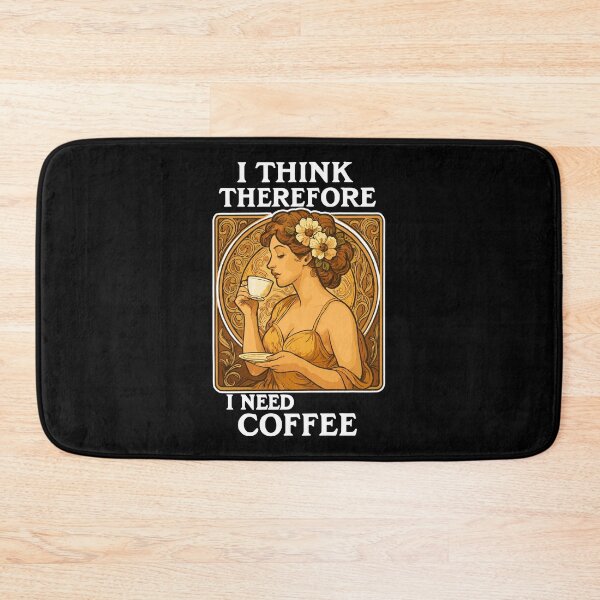 Item preview, Art Nouveau Pin-Up: I think, therefore I need coffee designed and sold by Pineapple-Tree.