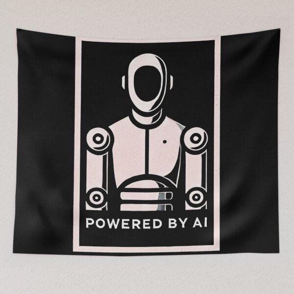 Item preview, Powered by AI Robot Design Futuristic Artificial Intelligence Tech Aesthetic Machine Learning Cyberpunk Graphic designed and sold by TEEJAMBOREE.