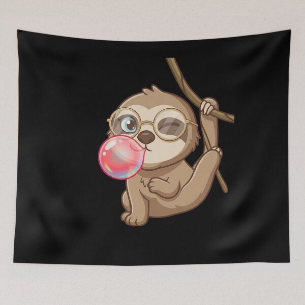 Item preview, Funny Sloth Blowing Bubble Gum | Funny Lazy Animal Glasses Design designed and sold by bilal sibgui.
