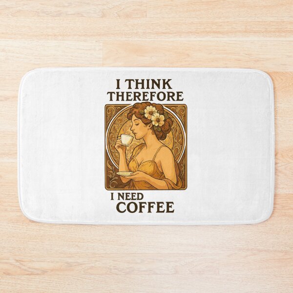 Item preview, Art Nouveau Pin-Up: I think, therefore I need coffee designed and sold by Pineapple-Tree.