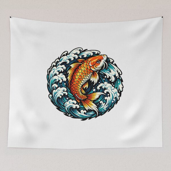 Item preview, Golden Koi Rising Through Waves designed and sold by Dresut.