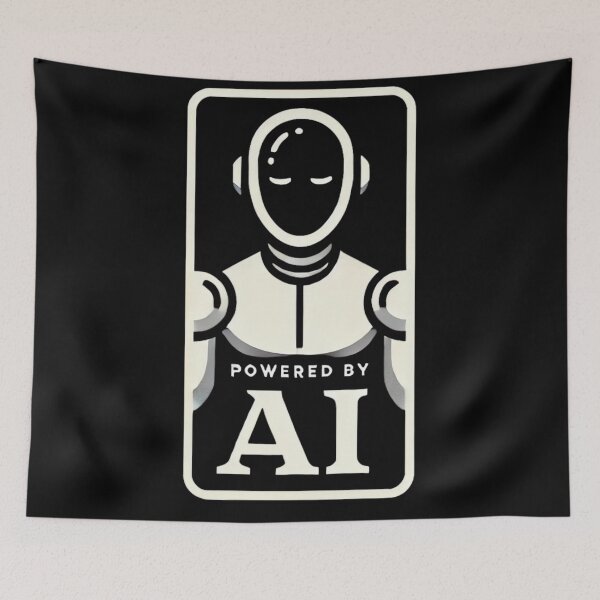 Item preview, Powered by AI Robot Design Futuristic Artificial Intelligence Tech Aesthetic Machine Learning Cyberpunk Graphic designed and sold by TEEJAMBOREE.