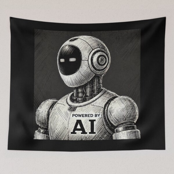 Item preview, Powered by AI Robot Design Futuristic Artificial Intelligence Tech Aesthetic Machine Learning Cyberpunk Graphic designed and sold by TEEJAMBOREE.