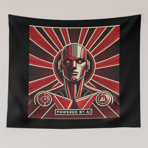 Item preview, Powered by AI Robot Design Futuristic Artificial Intelligence Tech Aesthetic Machine Learning Cyberpunk Graphic designed and sold by TEEJAMBOREE.
