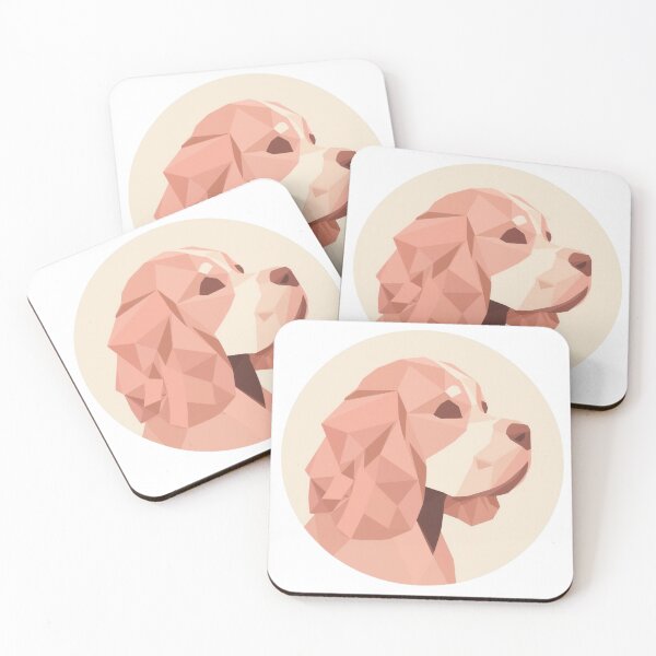Item preview, Cute Cocker Spaniel Dog Low Poly Geometric Peach Pink Circle designed and sold by Prints by Mat.
