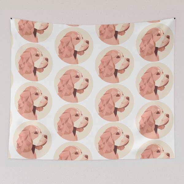 Item preview, Cute Cocker Spaniel Dog Low Poly Geometric Peach Pink Circle designed and sold by Prints by Mat.