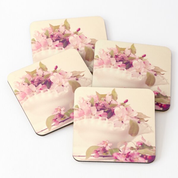 Item preview, Crabapple Blossoms in Milk Glass Bowl designed and sold by gingerfancy.