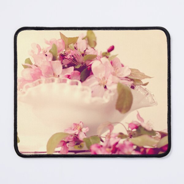 Item preview, Crabapple Blossoms in Milk Glass Bowl designed and sold by gingerfancy.