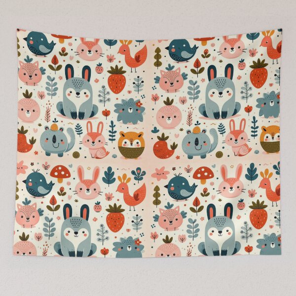 Item preview, Forest friends in soft pastel colors designed and sold by Tordyna.