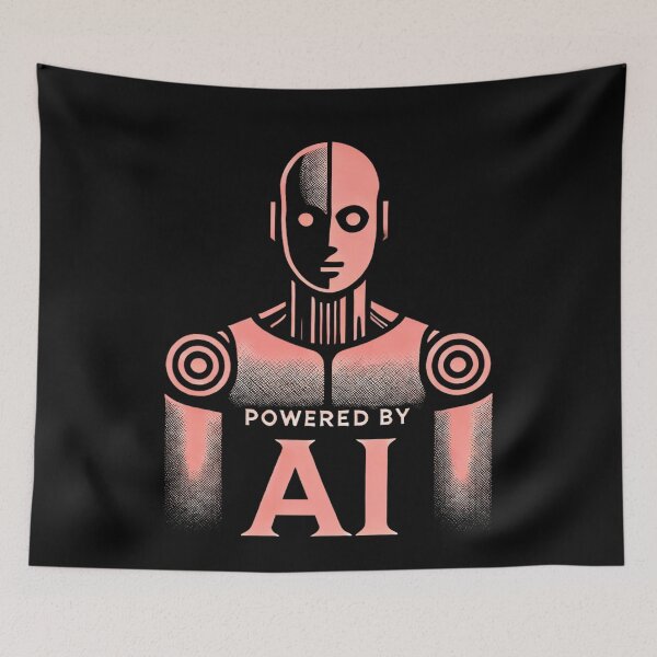 Item preview, Powered by AI Robot Design Futuristic Artificial Intelligence Tech Aesthetic Machine Learning Cyberpunk Graphic designed and sold by TEEJAMBOREE.