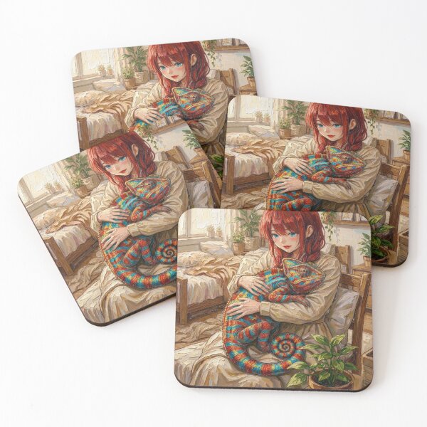 Item preview, Serenity & The Rainbow Chameleon – Cozy Anime Art designed and sold by MagicMood Creations.