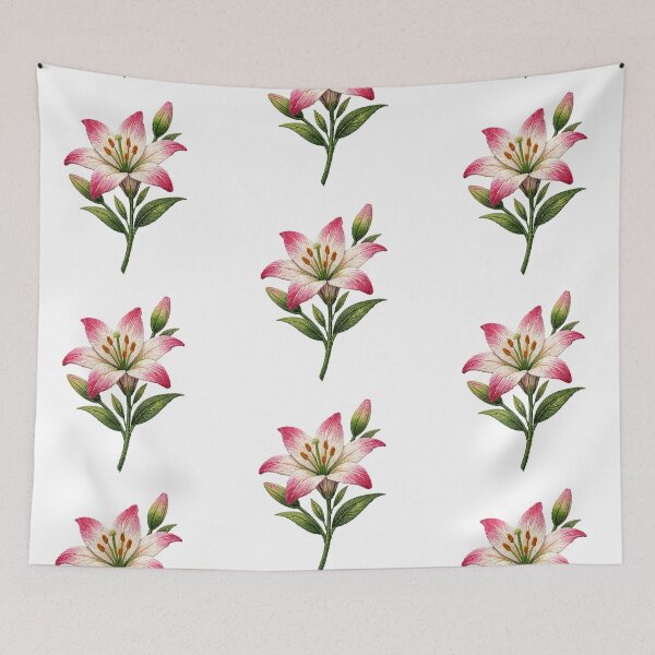 Item preview, Pink Lily Flower Stitched Embroidery Art designed and sold by mybunnyparadise.