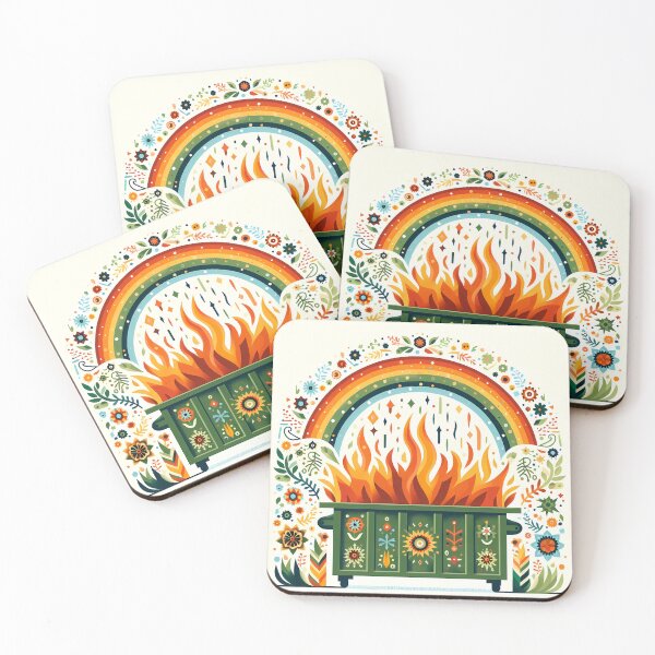 Item preview, Scandinavian Folk Art Vibrant Rainbow Dumpster Fire by heidiannemorris © designed and sold by FOLK ART FUSION by heidiannemorris.