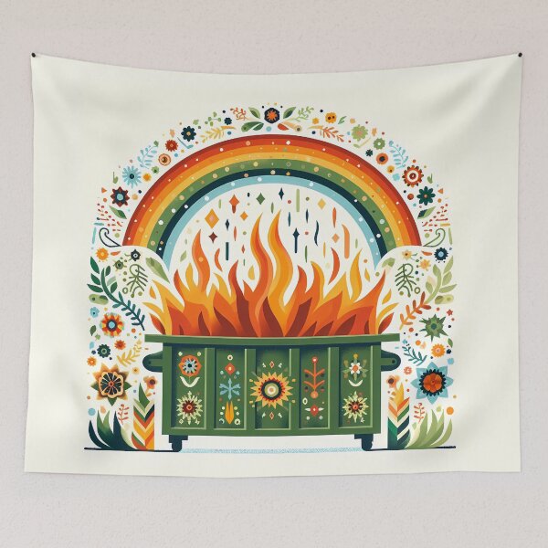Item preview, Scandinavian Folk Art Vibrant Rainbow Dumpster Fire by heidiannemorris © designed and sold by FOLK ART FUSION by heidiannemorris.