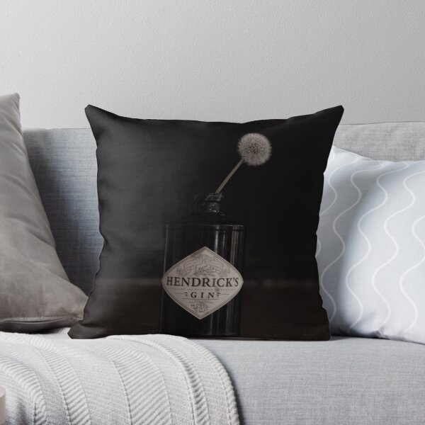 Hendricks Gin Bottle with Dandelion Throw Pillow