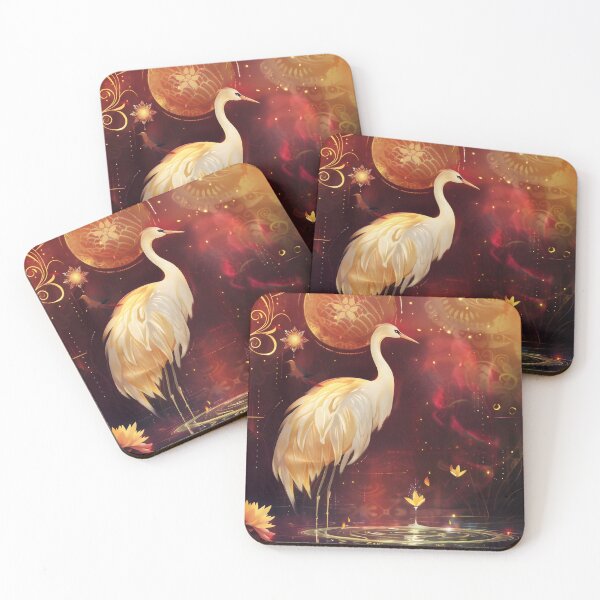 Item preview, Mystical Golden Crane Ethereal Lotus Art designed and sold by LuminousFoundry.