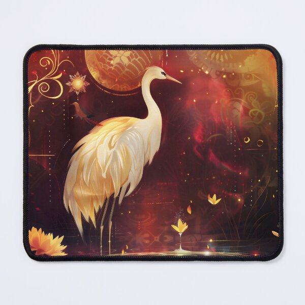 Item preview, Mystical Golden Crane Ethereal Lotus Art designed and sold by LuminousFoundry.