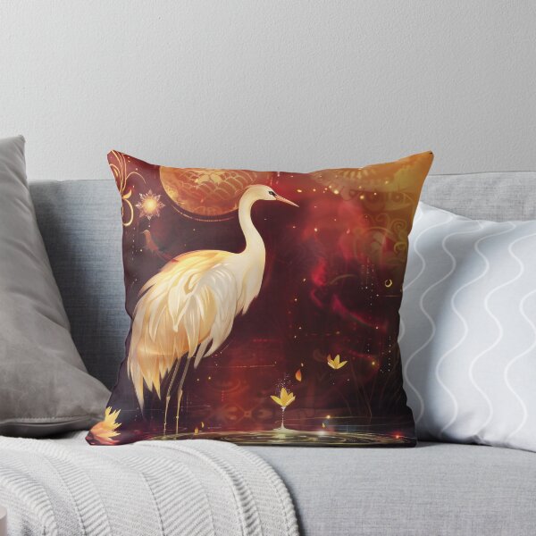 Item preview, Mystical Golden Crane Ethereal Lotus Art designed and sold by LuminousFoundry.