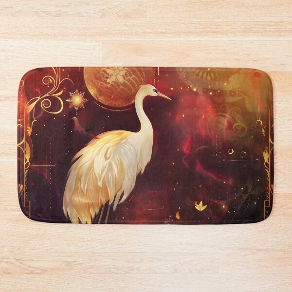 Item preview, Mystical Golden Crane Ethereal Lotus Art designed and sold by LuminousFoundry.