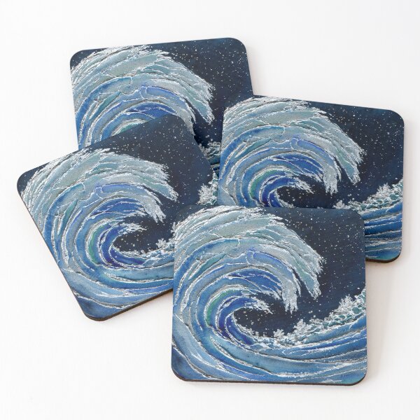 Item preview, Midnight Surf Blue & Silver Wave 3D Ocean  designed and sold by Cass Harker Studio.