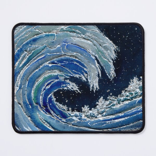 Item preview, Midnight Surf Blue & Silver Wave 3D Ocean  designed and sold by Cass Harker Studio.