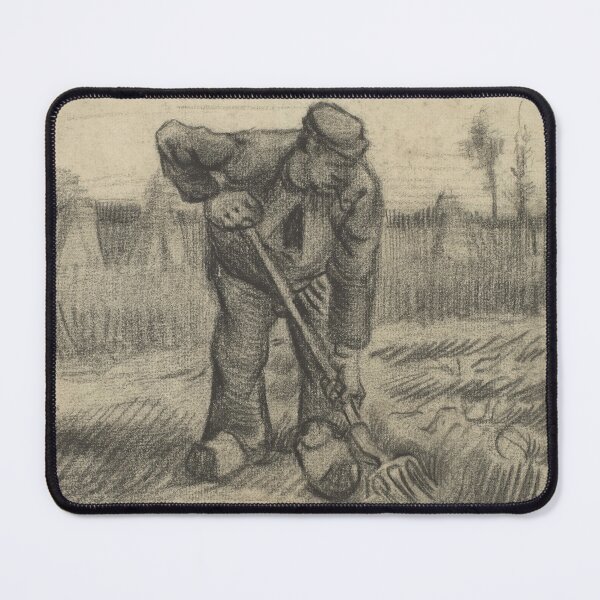 Item preview, Aardappelrooier by Vincent van Gogh: Monochrome Farm Worker Fine Art Print designed and sold by artofuniverse.