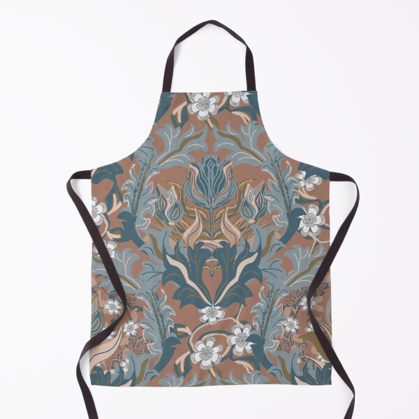 Item preview, Tulips Dance Damask blue,beige and brown designed and sold by LorlovesDesign.