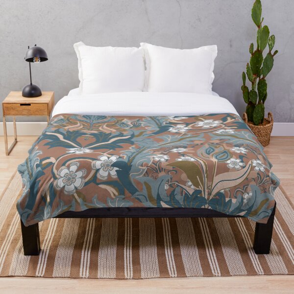 Artikelvorschau, Tulpen tanzen Damastblau, Beige und Braun entworfen und verkauft von LorlovesDesign.