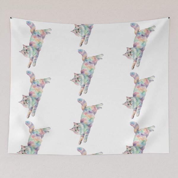 Item preview, Falling Cat in Rainbow Free Fall Motion designed and sold by Prints by Mat.