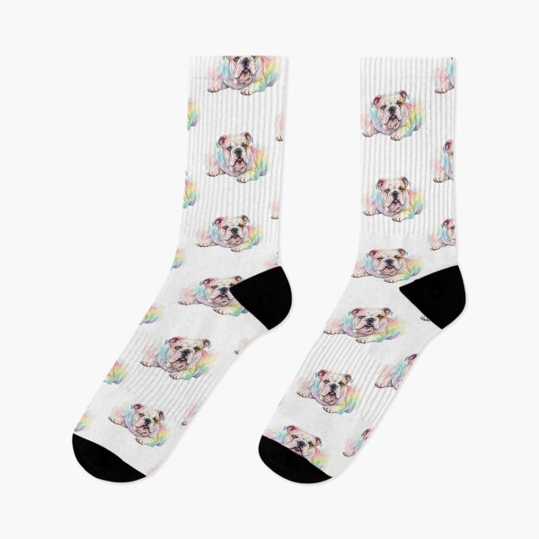 Item preview, English Bulldog Dog Rainbow Relaxed Colorful Puppy designed and sold by Prints by Mat.