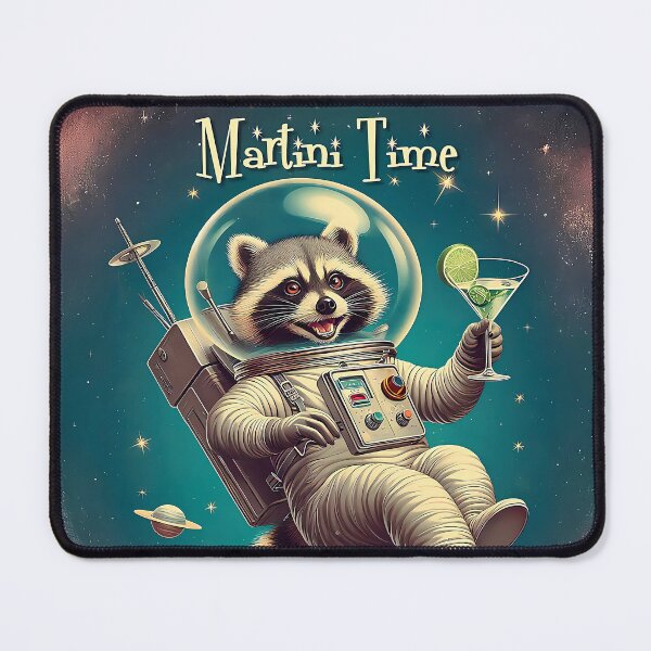 Item preview, Retro 50s Astronaut Raccoon Martini Time designed and sold by Lee Hiller Designs.