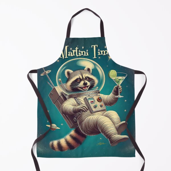 Item preview, Retro 50s Astronaut Raccoon Martini Time designed and sold by Lee Hiller Designs.