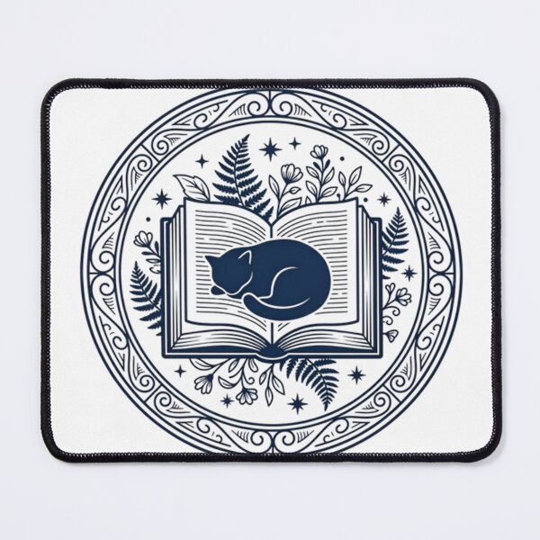 Item preview, Cozy Sleeping Cat on Open Magic Book - Aesthetic Bibliophile Circular Emblem designed and sold by AlanyaArtX.