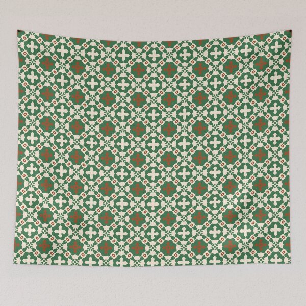 Item preview, Aesthetic MATCHA Mosaic Beautiful Pattern pattern with flowers green  designed and sold by Catophile.