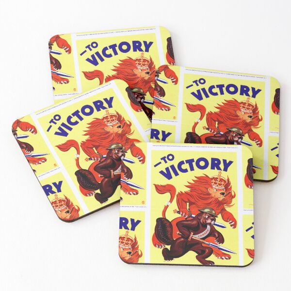 Item preview, WWII Propaganda Poster | To Victory | Canada & Britain United | Beaver & Lion Symbolism | Bold Colors | Historical Art designed and sold by artofuniverse.