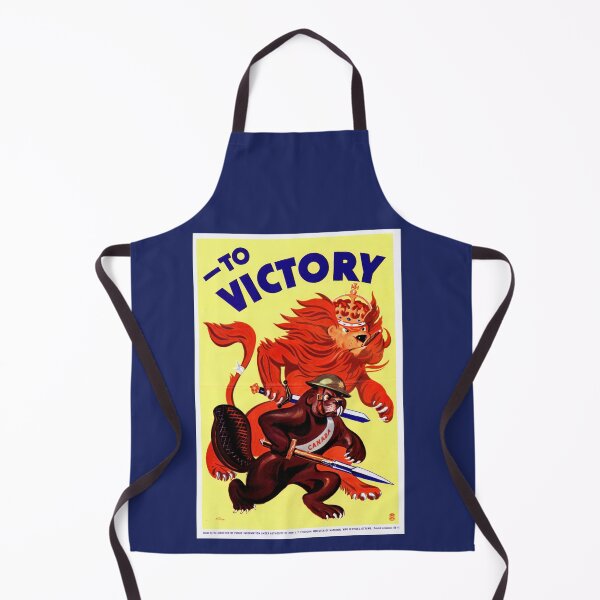 Item preview, WWII Propaganda Poster | To Victory | Canada & Britain United | Beaver & Lion Symbolism | Bold Colors | Historical Art designed and sold by artofuniverse.
