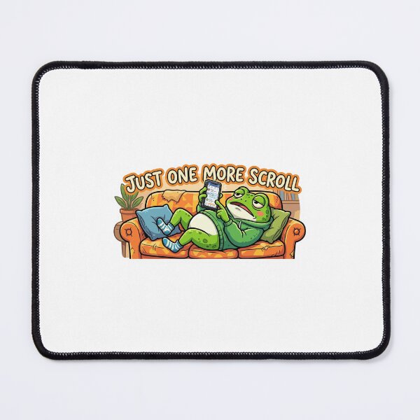 Item preview, Just One More Scroll" - Lazy Couch Frog Sticker designed and sold by Vibe Glue.