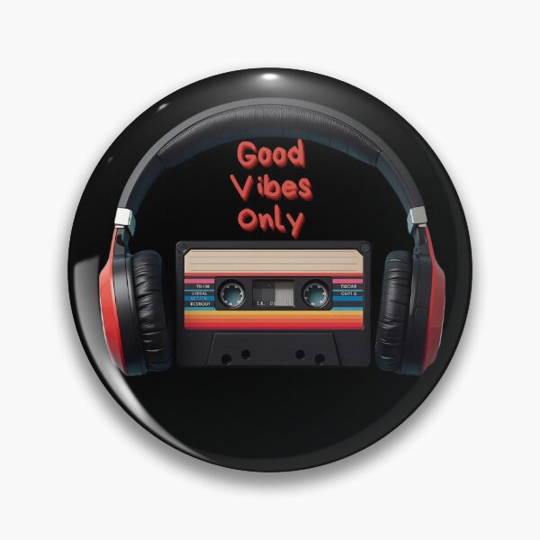 Item preview, Good Vibes Only retro cassette with headphones in colorful 80s shapes 6 designed and sold by Neon G.