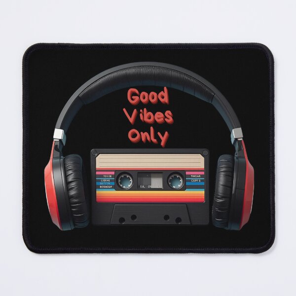 Item preview, Good Vibes Only retro cassette with headphones in colorful 80s shapes 6 designed and sold by Neon G.
