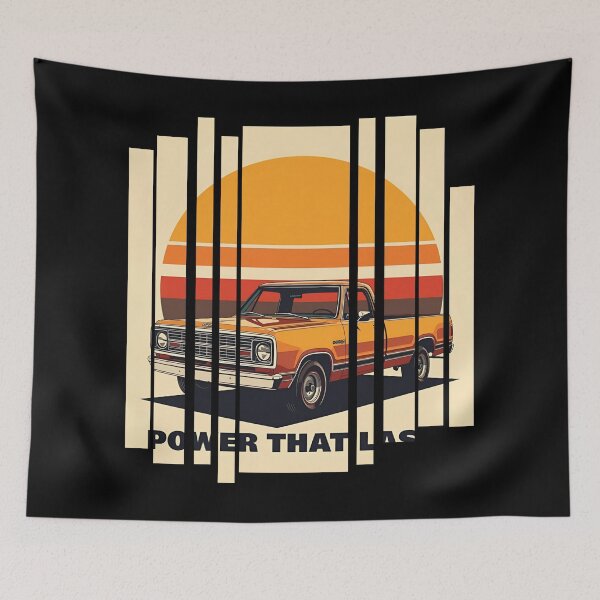Item preview, Dodg D100 1972 pickup framed by a retro sunset nostalgic background 1 designed and sold by Neon G.