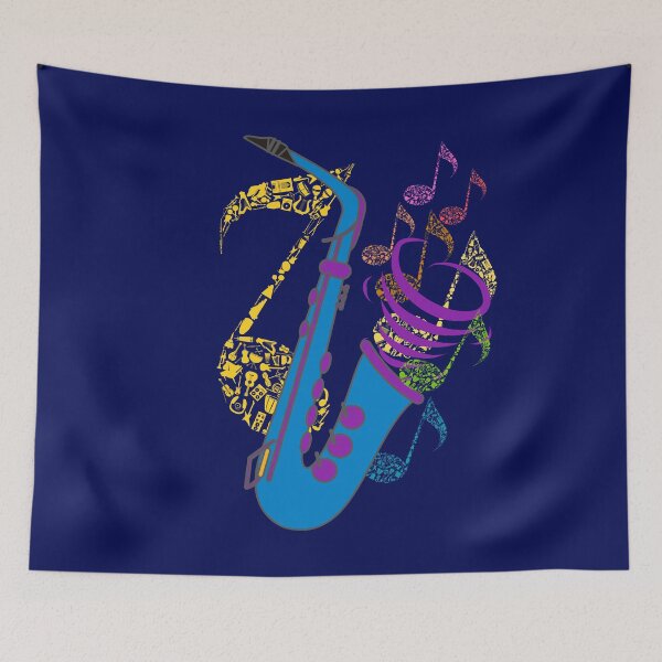 Item preview, Colorful Saxophone Art - Vibrant Jazz Music with Flowing Notes. designed and sold by LunaPrintCo.