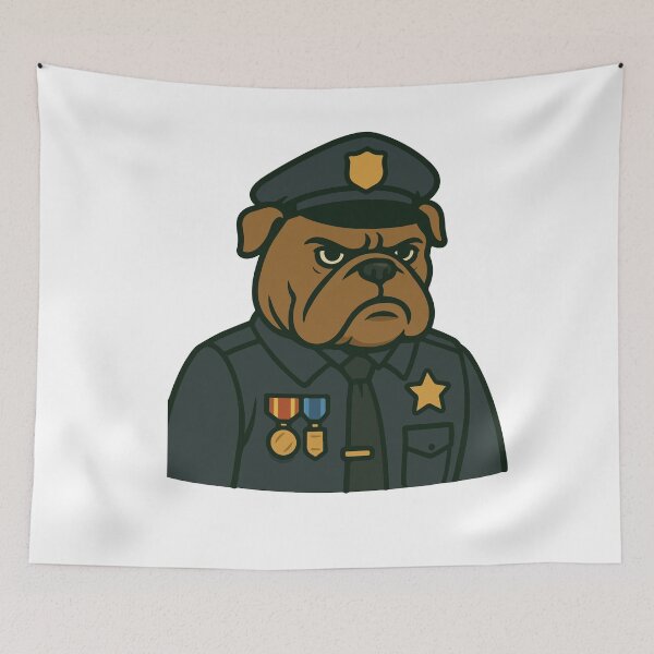 Item preview, Medal Police Bulldog Cartoon Officer designed and sold by BoyleDesignShop.