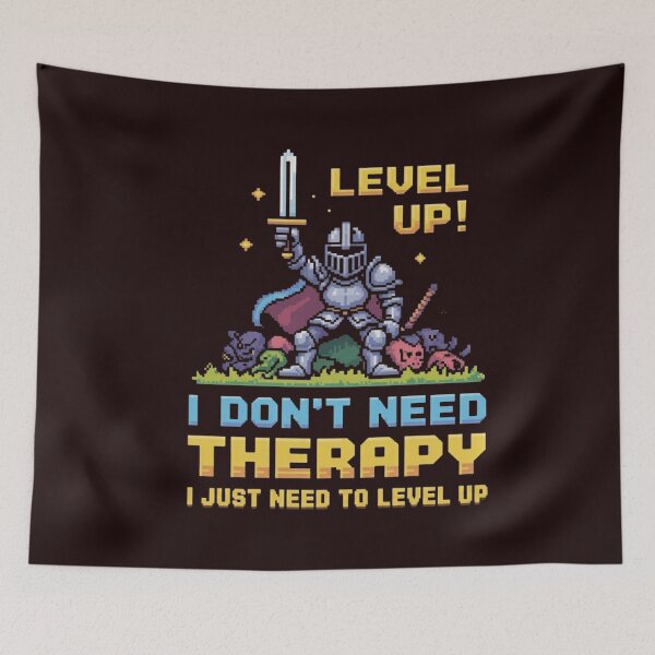 Item preview, I Don't Need Therapy I Just Need To Level Up - Gaming Retro Pixel Art T-Shirt designed and sold by MerchlyMike.