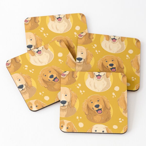 Item preview, Happy Golden Retriever Dog Faces Pattern designed and sold by NicolasGlowArt.